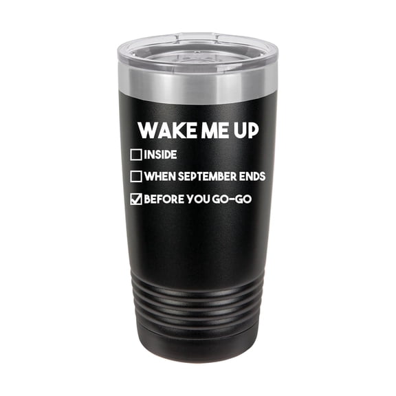 Wake Me Up Polar Camel 20 oz. Ringneck Vacuum Insulated Tumbler w/Clear Lid (Black)