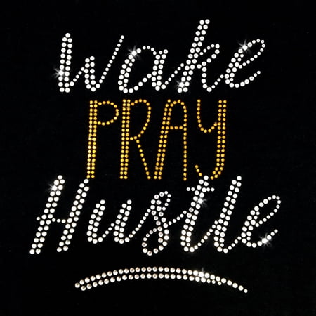 Wake Pray Hustle Clear Iron-on Clear Rhinestone Transfer by JCS Rhinestones