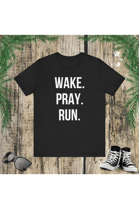 Wake. Pray. Run. Christian Faith cute runner running prayer Unisex T-shirt