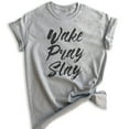 thumbnail image 1 of Wake Pray Slay T-shirt, Unisex Women's Men's Shirt, Workout Shirt, Gym Shirt, Exercise Shirt, Heather Gray, Small, 1 of 6
