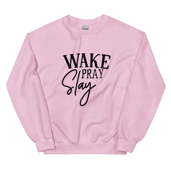 Wake Pray Slay unisex Sweatshirt (Light Pink, S)
