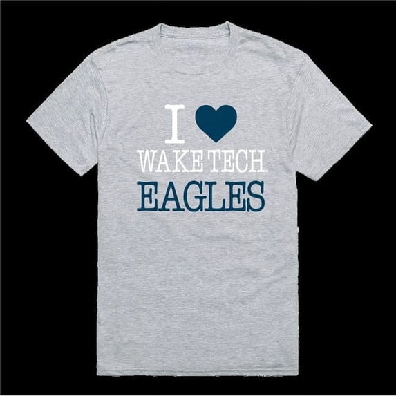 Wake Technical Community College Eagles I Love T-Shirt, Heather Grey - Small