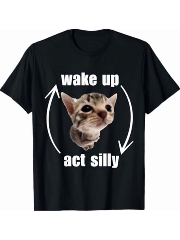 Wake Up Act Cat Classic Look Suited To Relaxed Moments And Casual Events T-Shirt, Size S-5XL