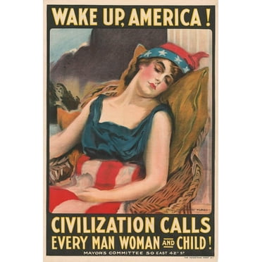 Wake Up America War Propaganda Ad Glossy Poster Picture Photo Print Banner Conversationprints
