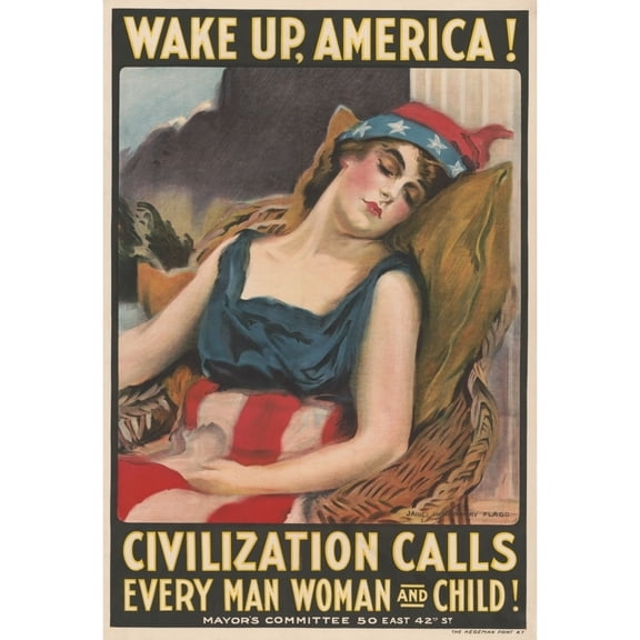 Wake Up America World War 1 Poster For Of April 1917 History (24 x 36)