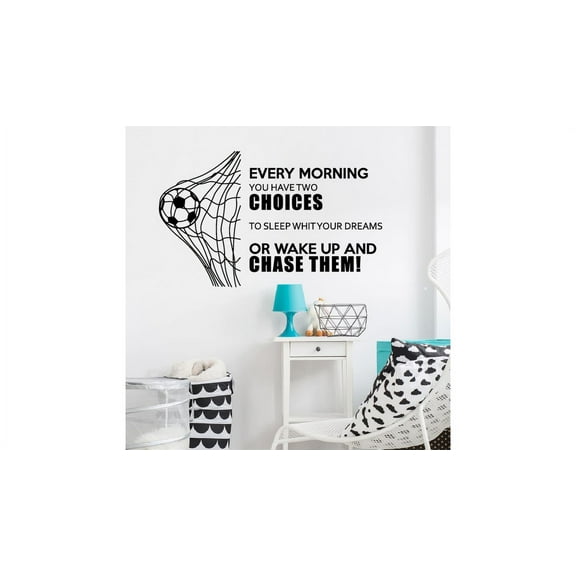 Wake Up And Chase Them Quote Soccer Player Athlete Quotes Wall Sticker for Nursery Bedroom Children Kids World Cup Sport Fans Rooms Home Art Murals Decals Decor Vinyl Decoration Size (8x10 inch)