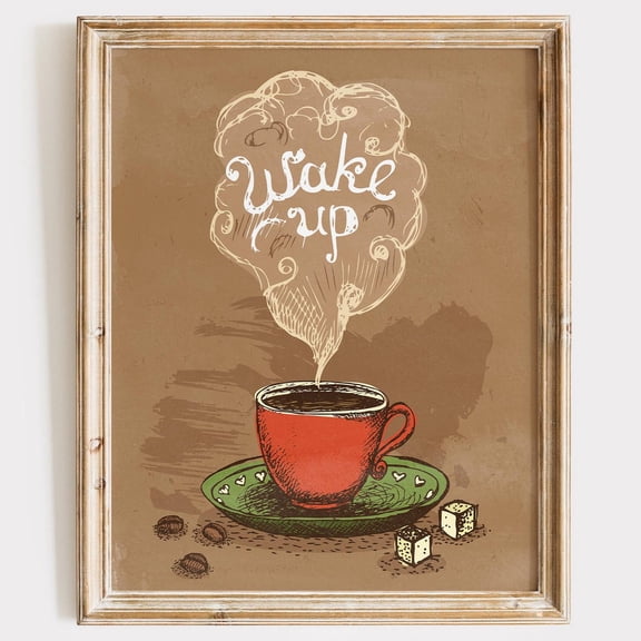 Wake Up Coffee Aesthetic Kitchen Wall Art, Refined Kitchen And Dining Theme For Cafe, Kitchen And Dining Room Decor