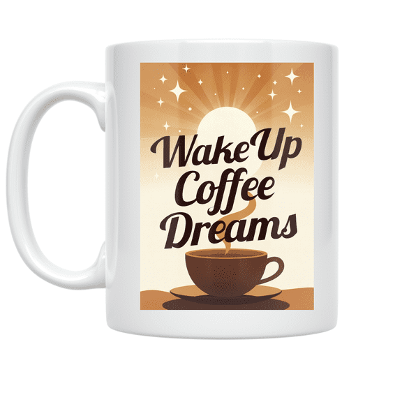 Wake Up Coffee Dreams - Morning Motivation Enthusiast - 11 oz Ceramic Coffee Mug