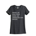 thumbnail image 1 of Wake Up Hug Dog Have An Awesome Day Repeat Women's Fashion Relaxed T-Shirt Tee Charcoal Grey Large, 1 of 5