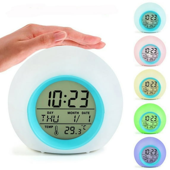 Wake Up Light Alarm Clock, Round Light Gradient Alarm Clock 6 Nature Sounds FM for Bedrooms Heavy Sleepers