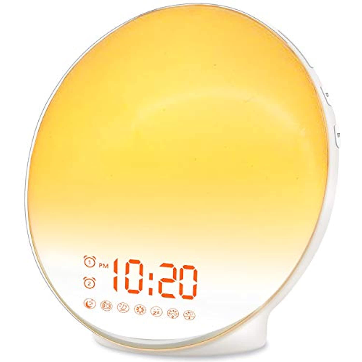 Sunrise Alarm Clock, Wake Up Light Dawn Simulator, Bedside Lamp Color Night  Light with USB Charger, Sleep Aid, Loud Sunlight Alarm Clock for Heavy
