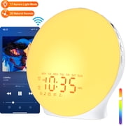 Mpow Wake up Light Sunrise Alarm Clock for Heavy Sleepers, Sleep Aid & Sound Machine, Sync Time with Bluetooth Connection, 25 Natural Sounds, Dual Alarms, 5-20m