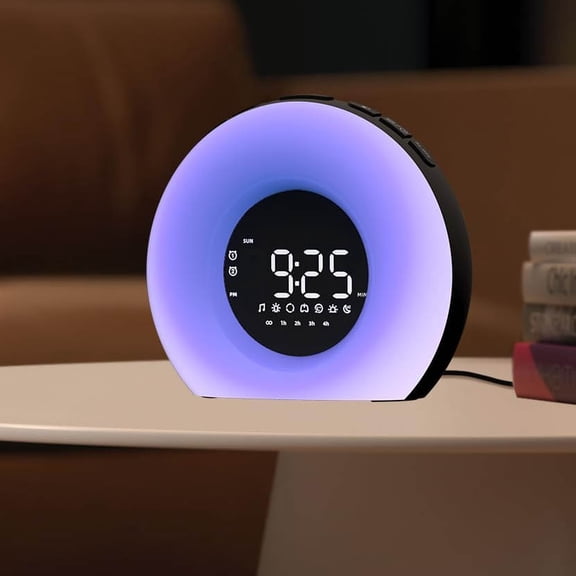 Wake Up Light Sunrise Alarm Clock with Sunrise Sunset Simulation, Nature Sleep Sounds, Colors Night Light, Dual Alarms and Snooze Function (Black)
