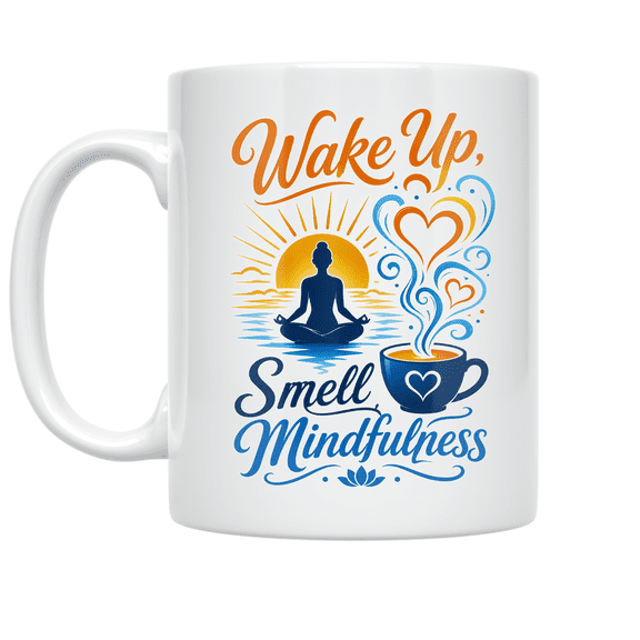 Wake Up Smell Mindfulness - Mindful Living Enthusiast - 11 oz Ceramic Coffee Mug