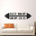 thumbnail image 1 of Wake Up. Work Out. Look hot. Kick Ass. Exercise Workout Quote Motivation Fitness Inspiration Silhouette Vinyl Wall Art Sticker Decal Home Gym Workout Area Fitness Sticker Decoration Size (4x10 inch), 1 of 3