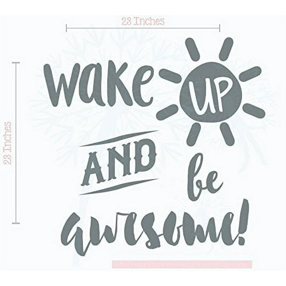 Wake Up and Be Awesome Inspirational Wall Decals Vinyl Lettering Sticker Art for Home Décor 23x23-Inch Storm Gray
