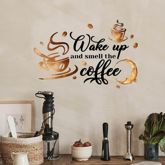 Wake Up and Smell The Coffee Wall Decals Cafe Wall Stickers Watercolor Vinyl Decor Ingredients Cafe Decoration Decals