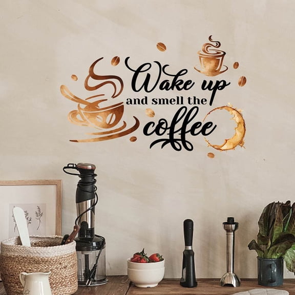Wake Up and Smell The Coffee Wall Decals Cafe Wall Watercolor Vinyl Decor Ingredients Cafe Decoration Decals for Coffee Shop Decor Gifts