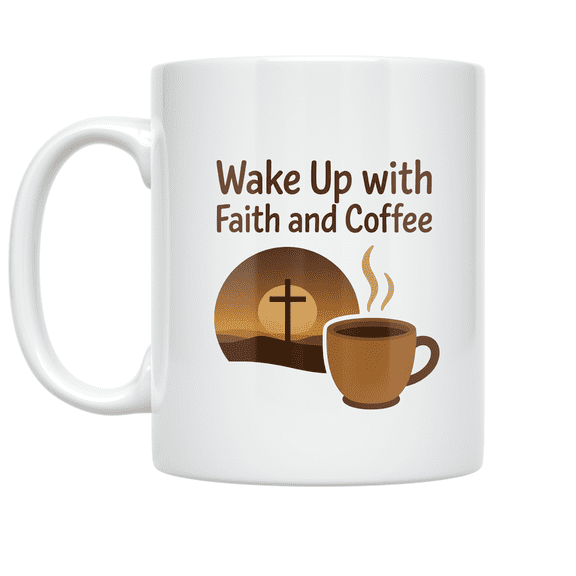 Wake Up with Faith and Coffee - Morning Ritual Enthusiast - 11 oz Ceramic Coffee Mug