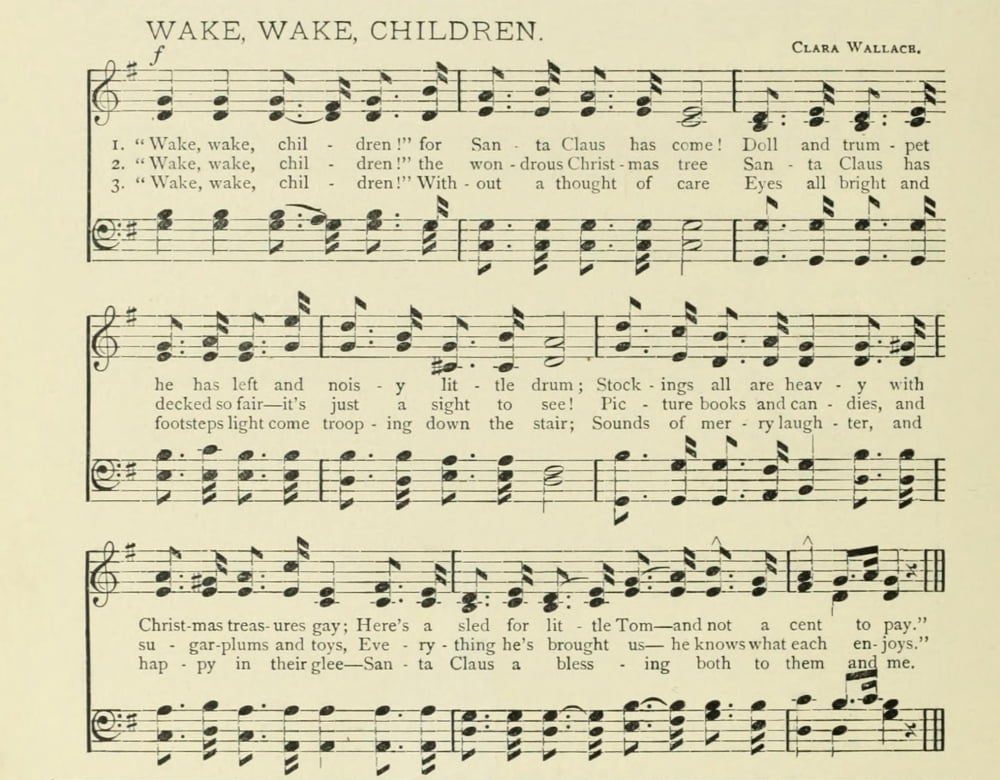 Wake Wake Children Christmas in Song 1891 Canvas Art -  (18 x 24)
