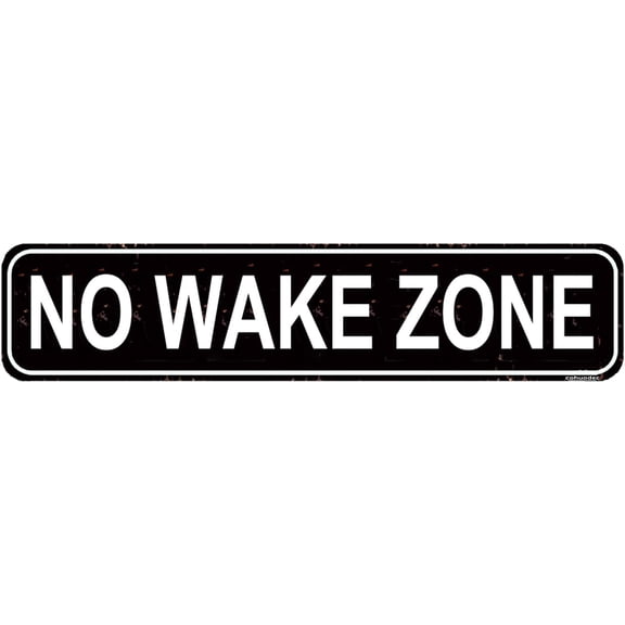 No Wake Zone Sign - Lake House Decor 16x4 Inch, Nautical Cottage Wall Art, Metal Tin Sign for Bedroom/Man Cave/Beach House, Rustic Cabin Signs, Outdoor Waterfront Docking Warning Plaque