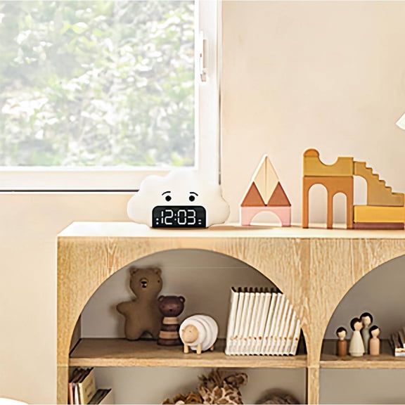 Wake up Light Alarm Cloud Clock White - Digital Bedroom Clock, LED Display