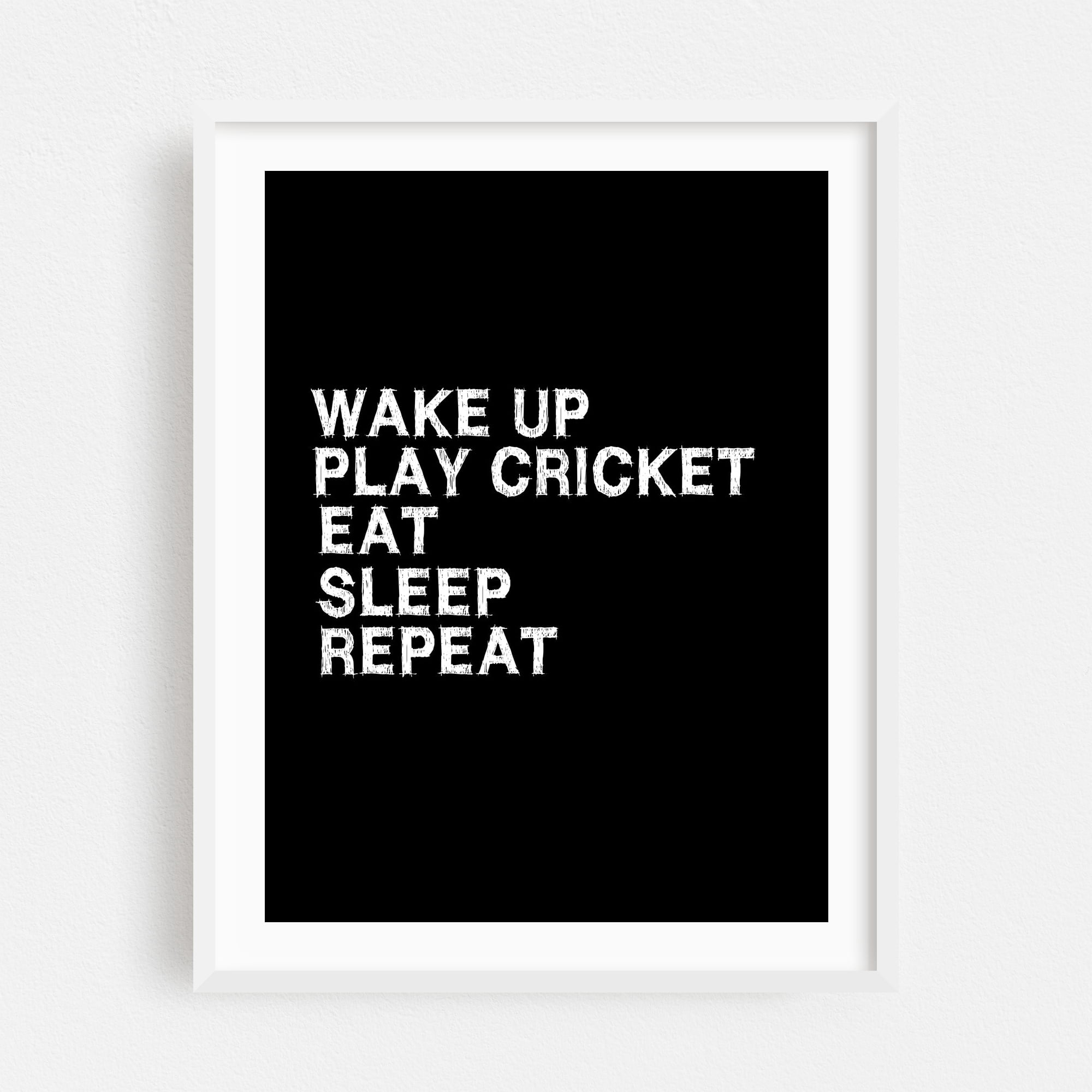 Playing Loop Wake up. Play cricket. Eat. Sleep. Repeat. - Typography Quote Sports ...