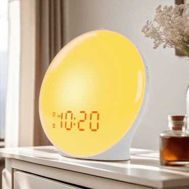 WakeSmart Soft Digital Tabletop Alarm Clock, Sun Rise and Sun Set(White)