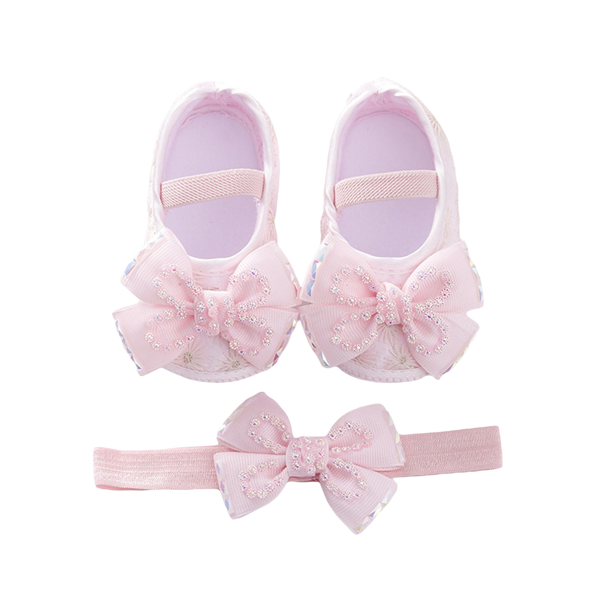 WakeUple Baby Girls Mary Jane Flats Beaded Bow Dress Walking Shoes and