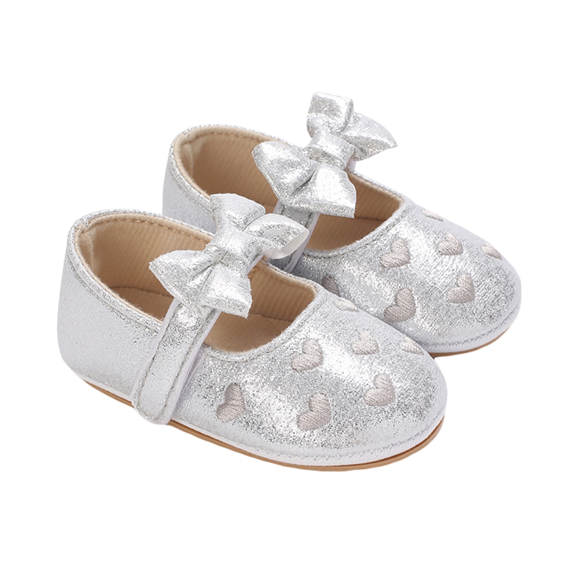 WakeUple Infant Baby Girls Princess Shoes, Heart Jacquard Bowknot Slippers