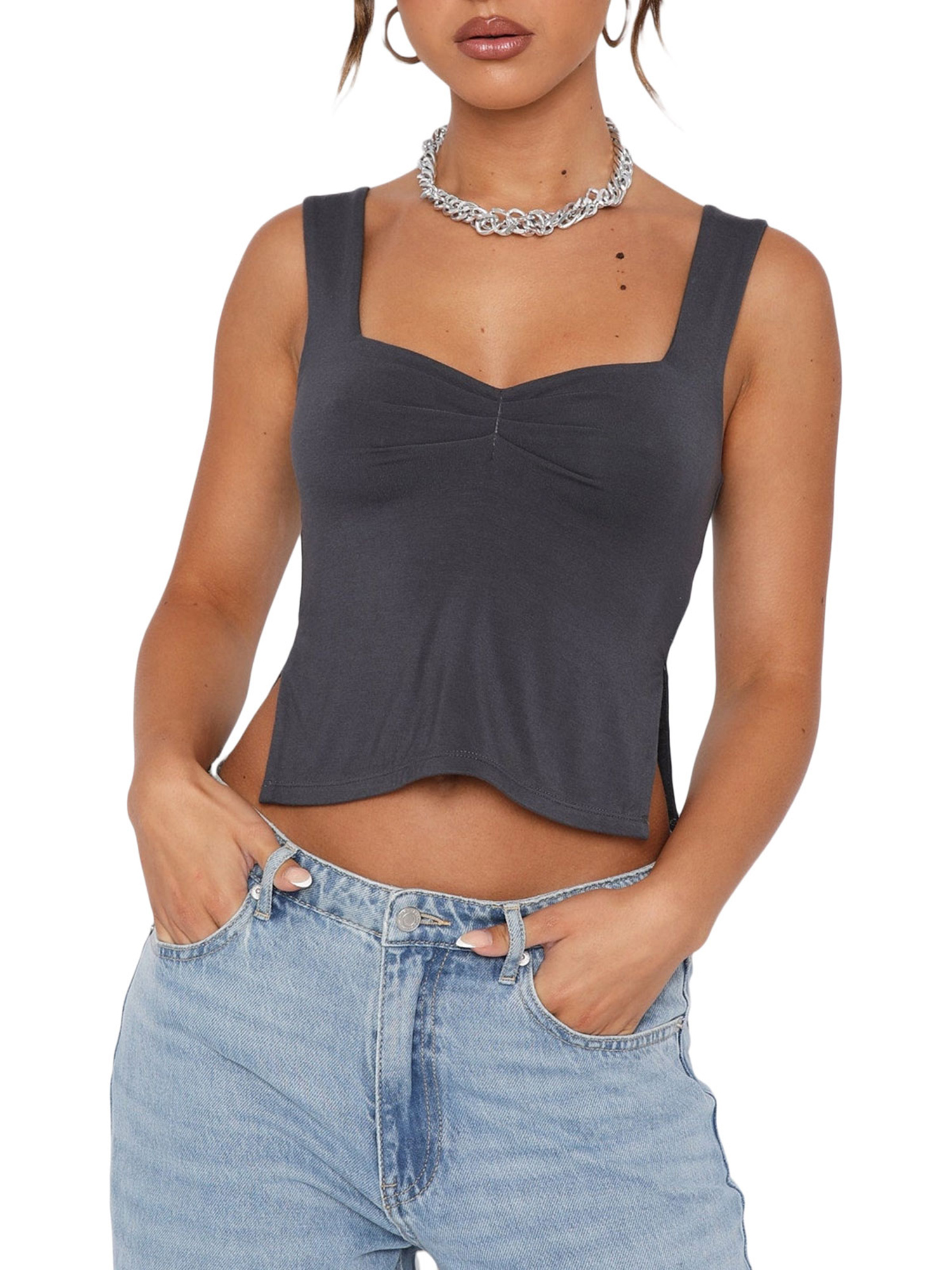 backless lace up crop cami top