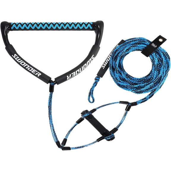 Wakeboard Rope 75ft - Water Ski Rope with Double Handle - 4 Sections Boat Tow Rope for Kneeboard, Wakeboard, Water Ski, and Tubing