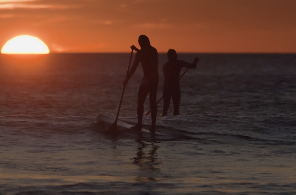 Wakeboarding At Sunset Los Lances Beach Tarifa Spain Canvas Art - Ben Welsh Design Pics (19 x 12)