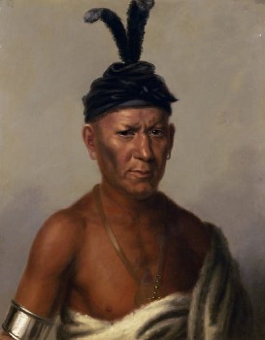 Wakechai (Crouching Eagle) A Sauk Chief Charles Bird King (1785-1862American) Canvas Art - Charles Bird King (18 x 24)