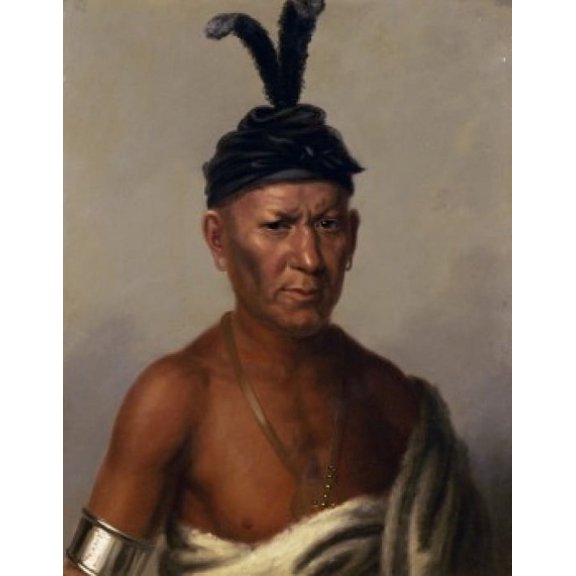 Wakechai (Crouching Eagle) A Sauk Chief Charles Bird King (1785-1862American) Canvas Art - Charles Bird King (18 x 24)