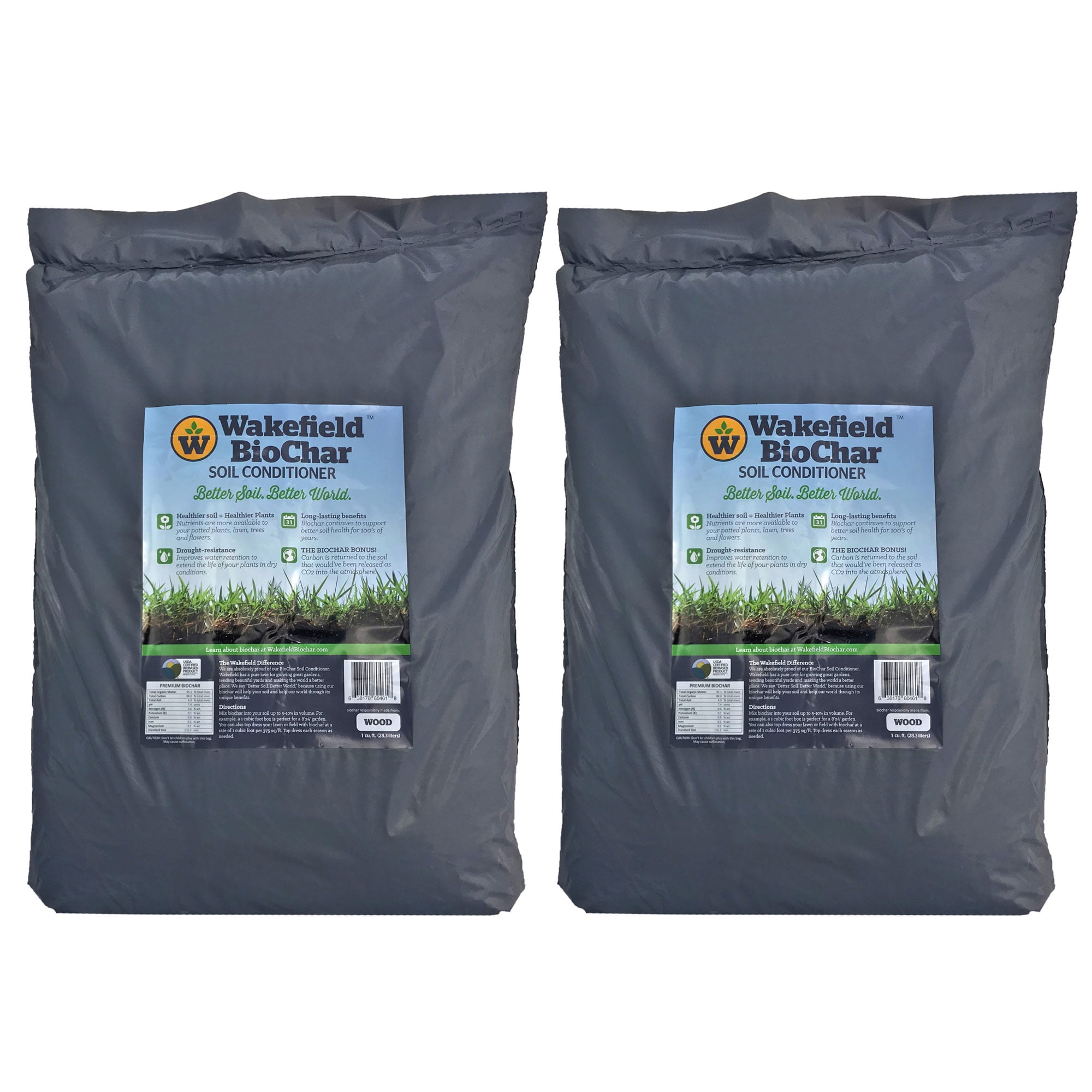 Wakefield 1 cu. ft. Bag Premium Biochar Organic Garden Soil Conditioner (2-Pack) Wakefield 1 cu. ft. Bag Premium Biochar Organic Garden Soil Conditioner (2-Pack)
