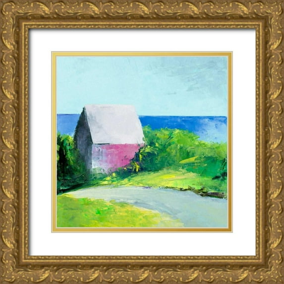 Wakefield, Martha 15x15 Gold Ornate Wood Framed with Double Matting Museum Art Print Titled - Pink House