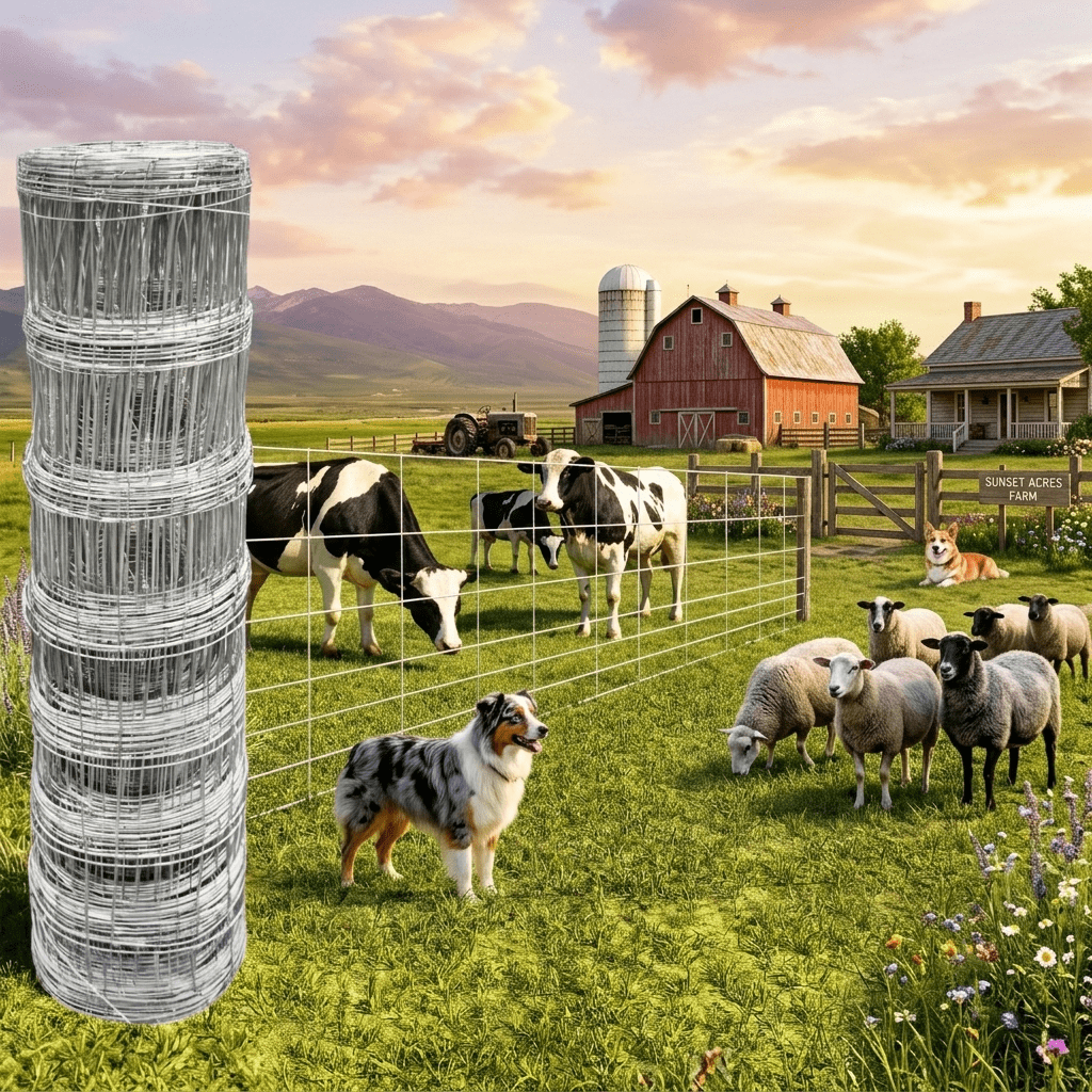 Wakefit 4.9 x 328 FT Farm Fence,Heavy-Duty Galvanized Wire Livestock Fence,15-Gauge Steel Mesh for Sheep Duck Pig Cattle Wire Fencing for Yard,Garden,and Livestock Enclosures