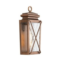 Wakeford Collection One-Light Antique Copper and Clear Water Glass Transitional Style Small Outdoor Wall Lantern