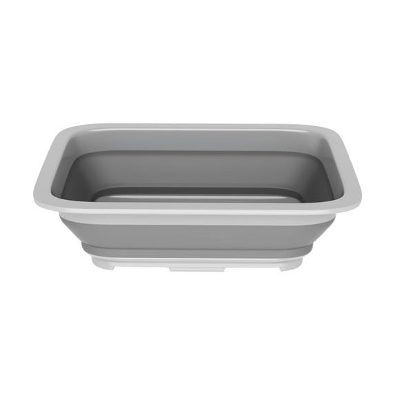Collapsible Multiuse Wash Bin- Portable Wash Basin/Dish Tub/Ice Bucket with 10 L Capacity for Camping Tailgating More by Wakeman Outdoors (Gray)