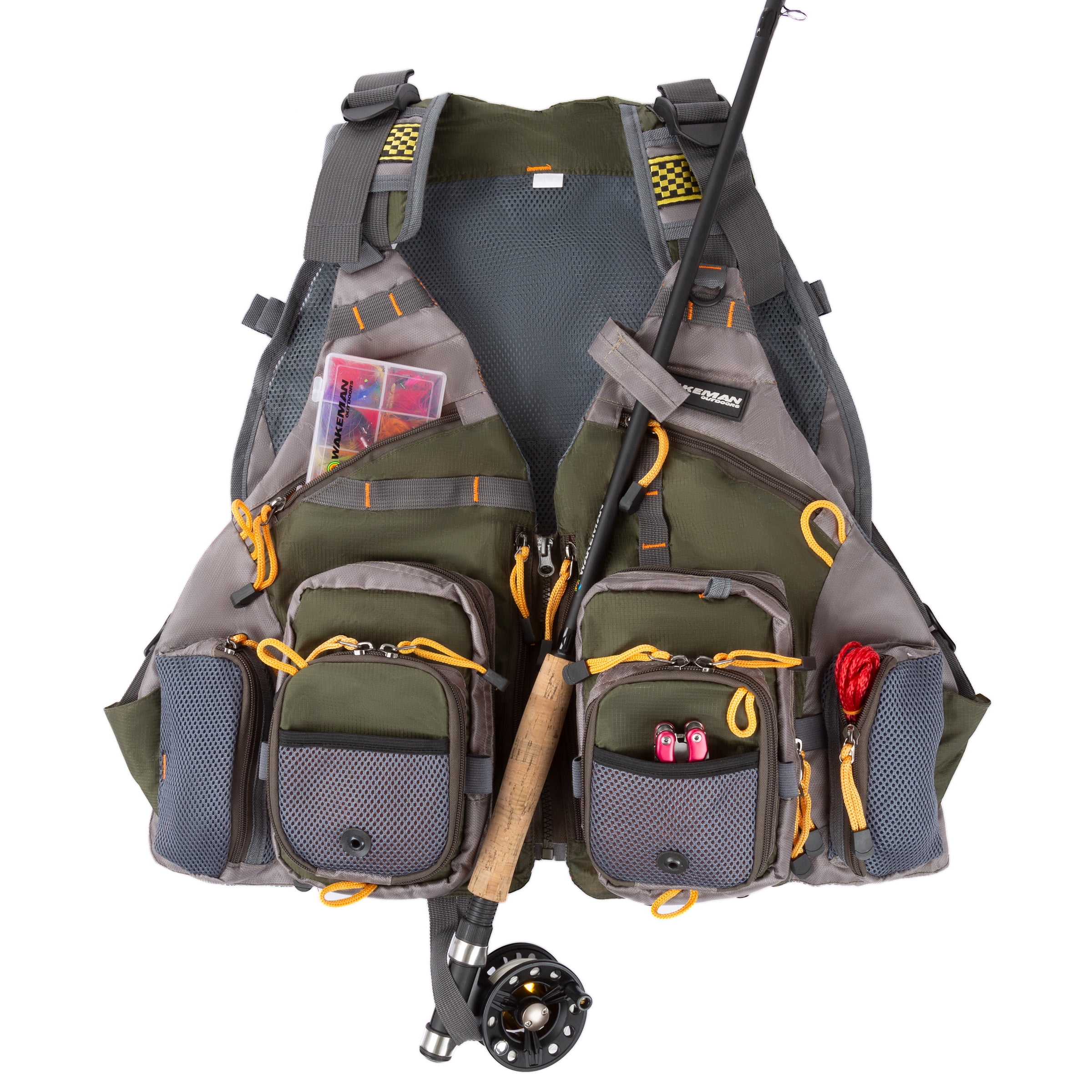 Wakeman 18 Pocket Fishing Vest– Lightweight Adjustable Tackle