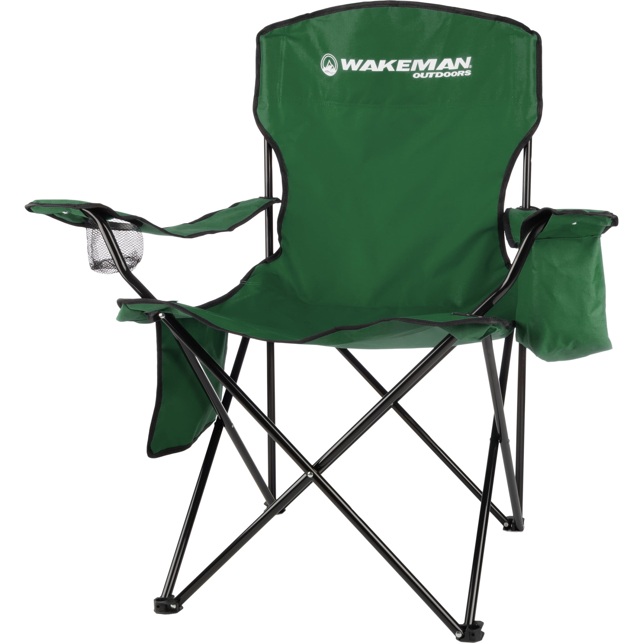 Green Heavy Duty Folding Camping Chair with Cooler and Cupholder