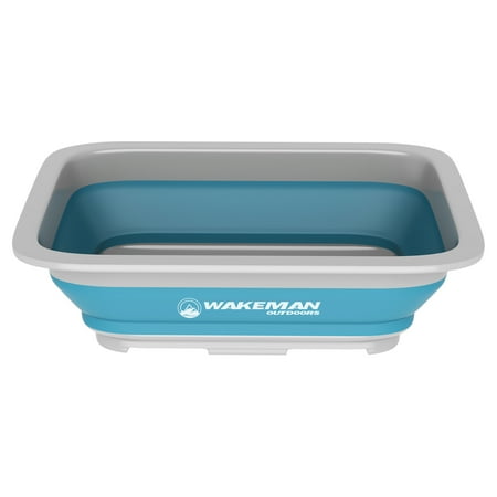 Collapsible Multiuse Wash Bin- Portable Wash Basin/Dish Tub/Ice Bucket with 10L Capacity (Blue)