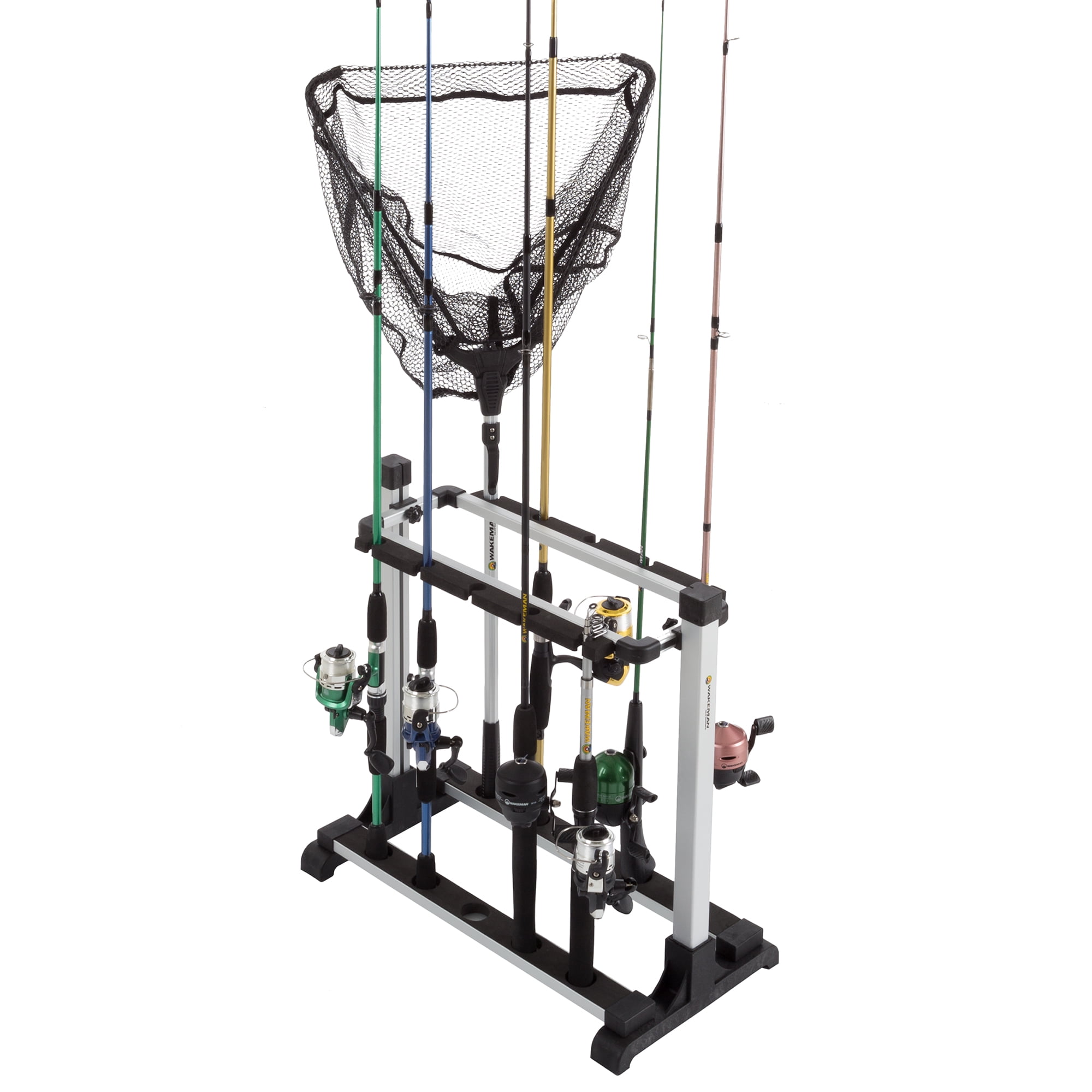 Fishing Rod Rack - 10 Rod Holder for Freshwater and Saltwater Fishing Rods