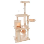 PETMAKER Indoor 4-Level Cat Tree with Scratchers & Hammocks, Beige