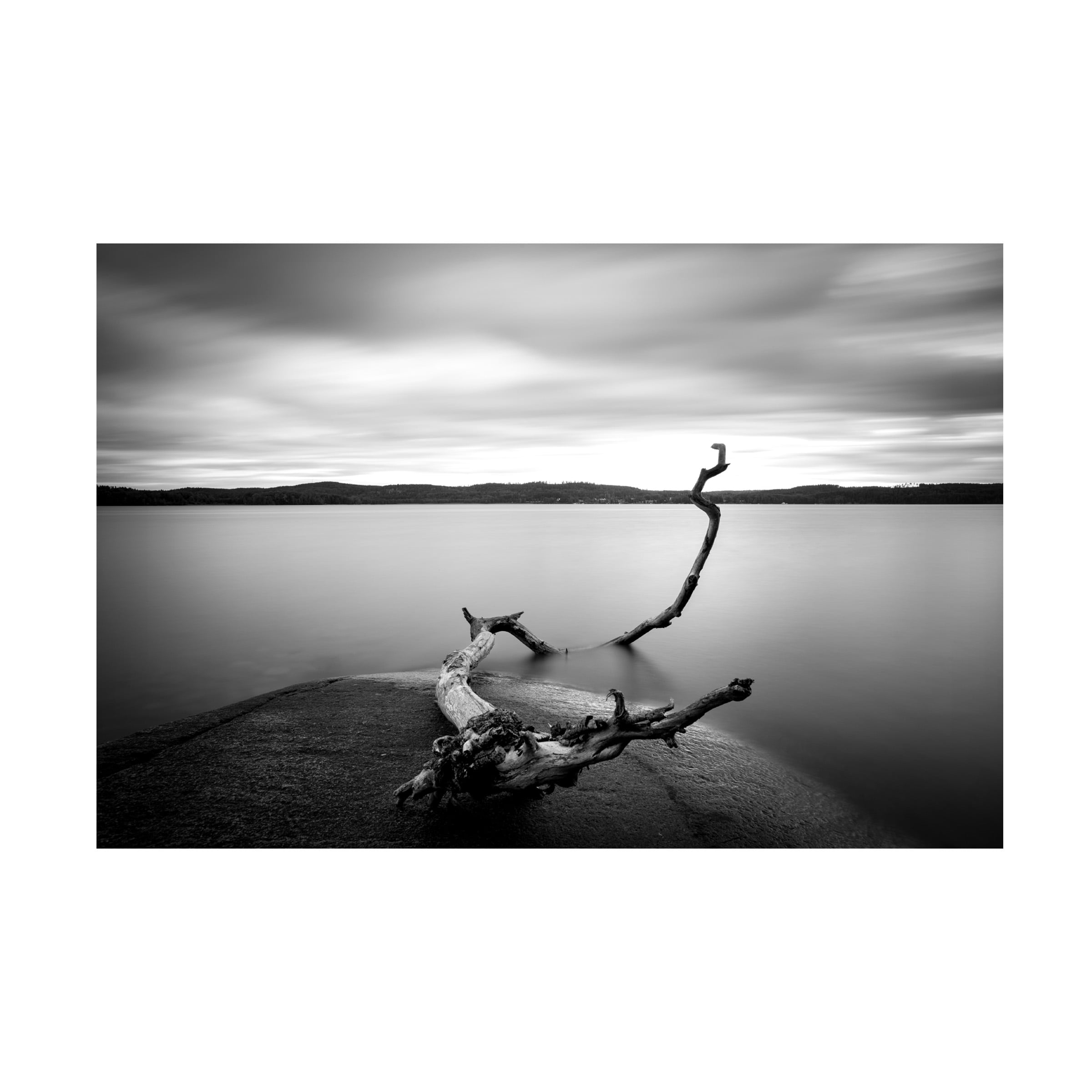 Christian Lindsten 'Branch Long Exposure Lake' Canvas Art