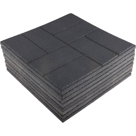 Pure Garden Rubber Deck Tiles 8-Pack - 14.2SQFT Outdoor Flooring Pavers, Gray