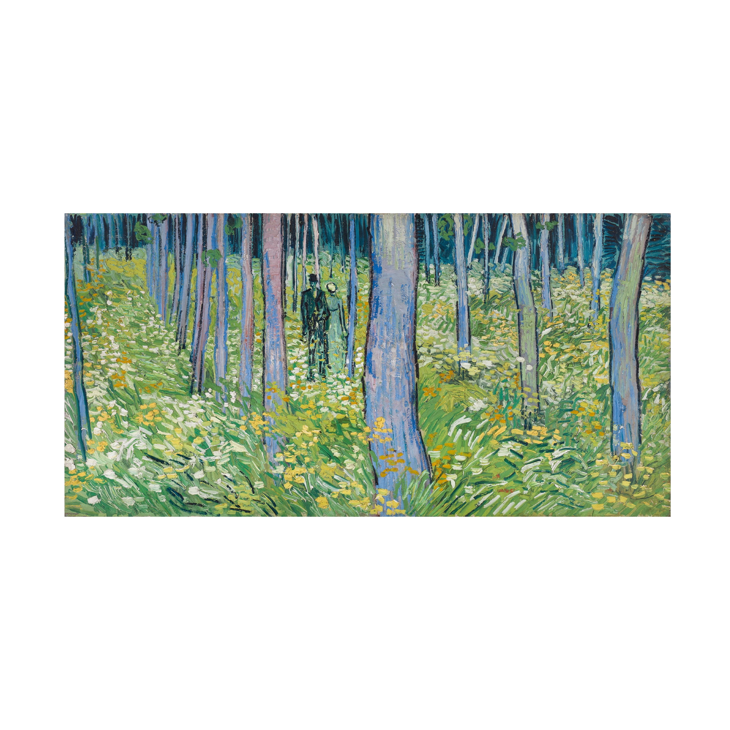 Trademark Fine Art Van Gogh Undergrowth With Two Figures Canvas Wall Art - 24x47