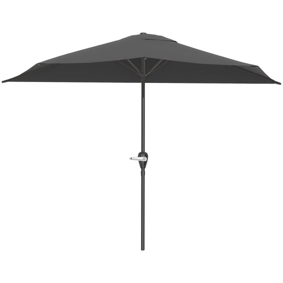 Pure Garden 9ft Half Umbrella for Balcony, Porch, or Deck, Gray