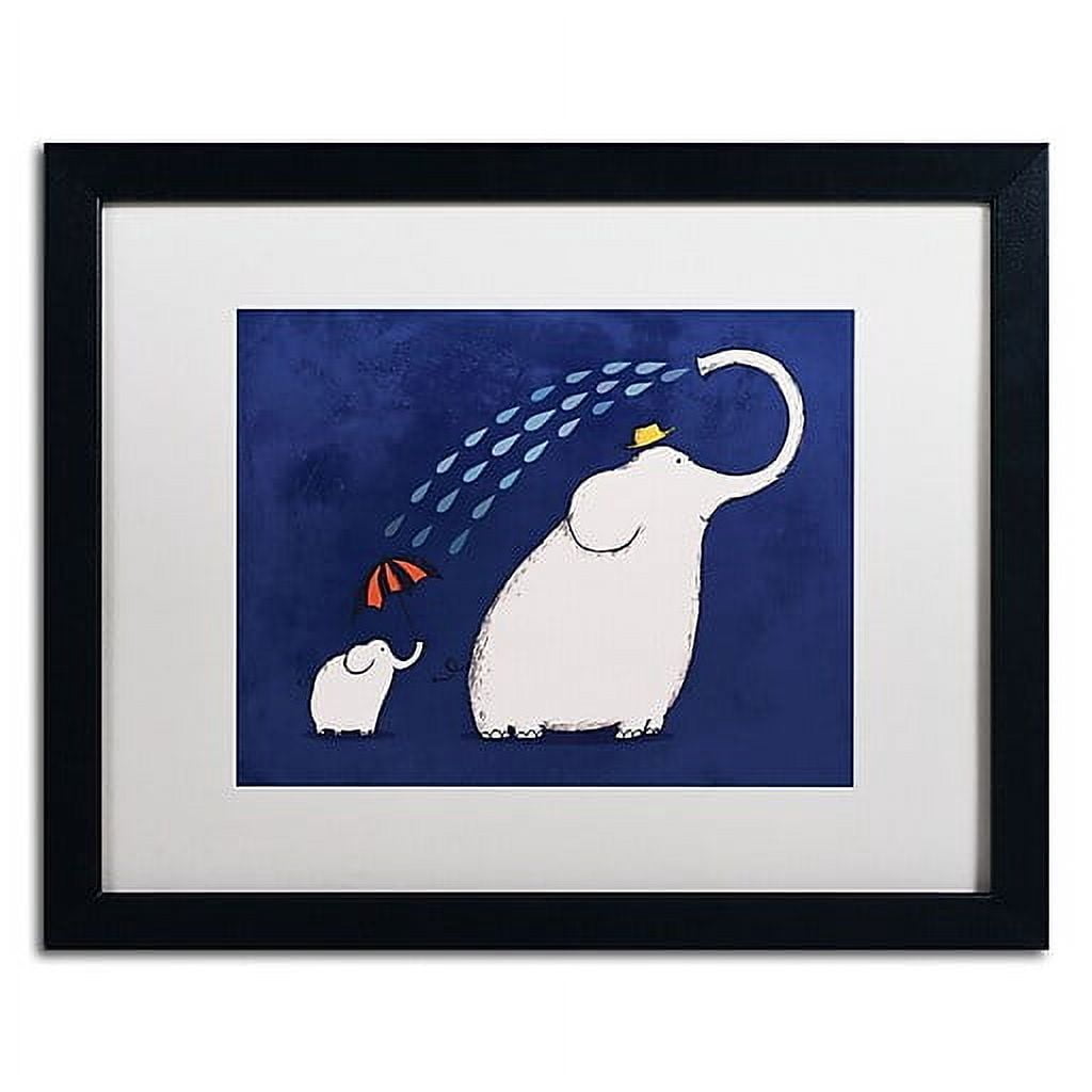 Carla Martell 'Umbrella Elephant' Matted Framed Art
